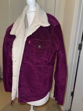 Levi's Plum Corduroy Sherpa Jacket with Cream Lining